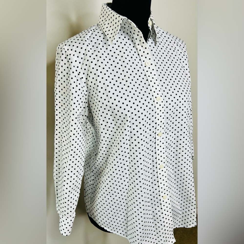 Lauren Ralph Lauren White and Black Polka Dot Blouse
